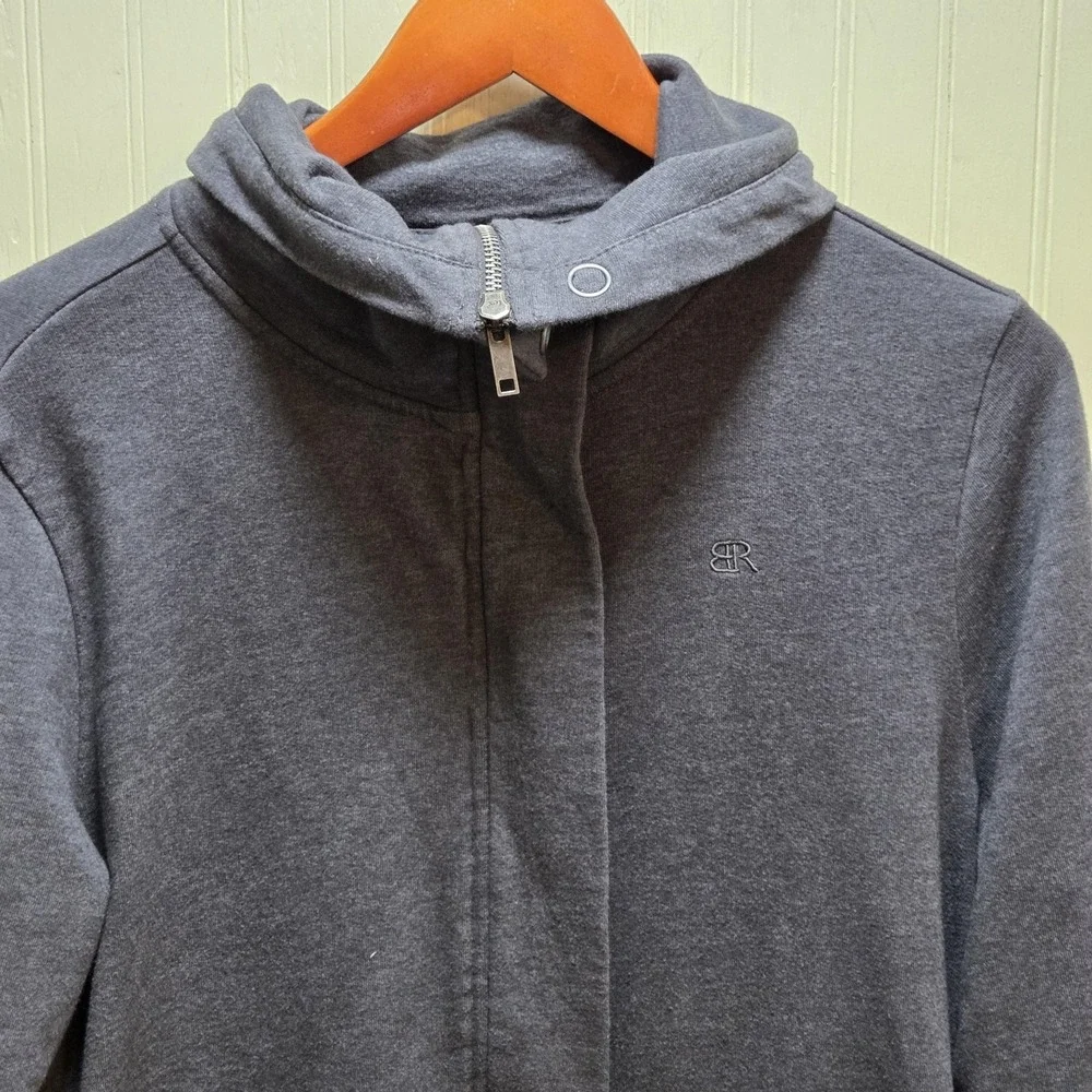 Banana Republic Sweatshirt Mens Large Gray Full Zip Fleece‎ High Neck Logo